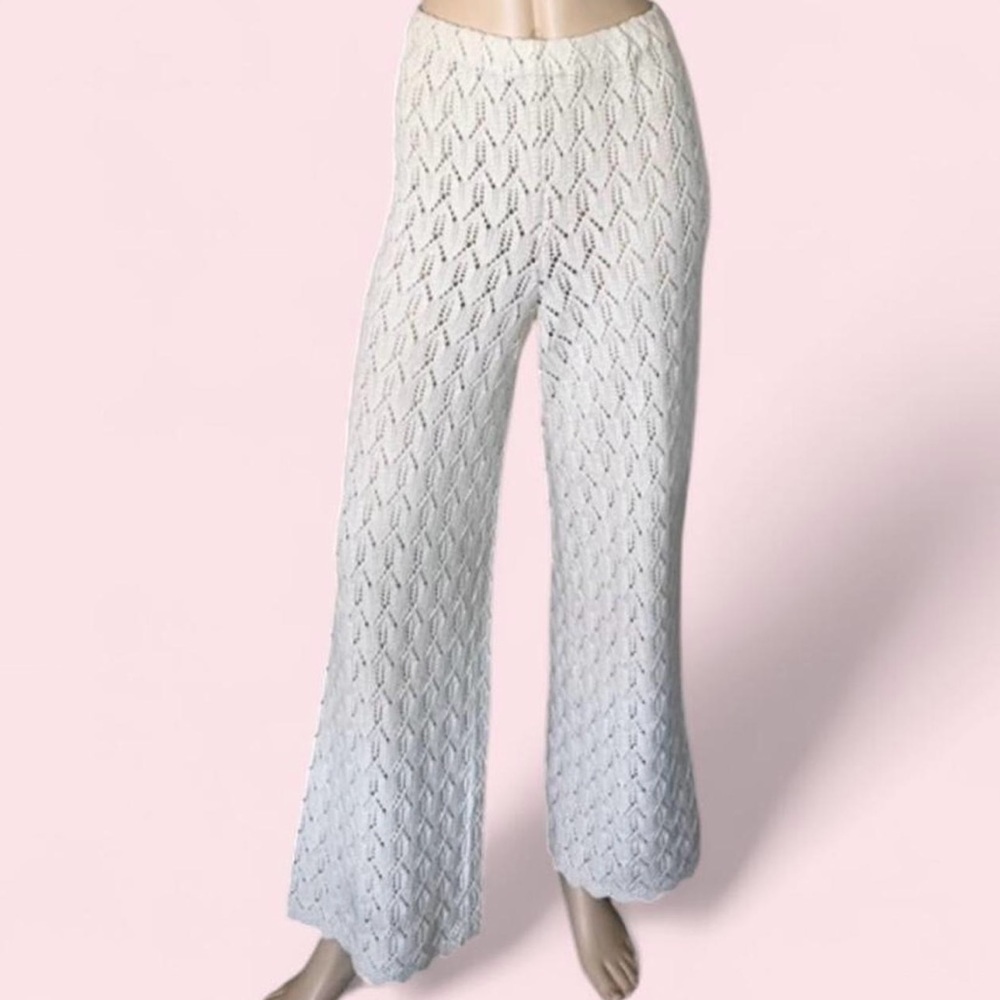 Stoned Immaculate Cream Crochet Flare Pants